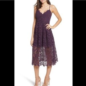 ASTR Deep Purple Lace Overlay Dress S